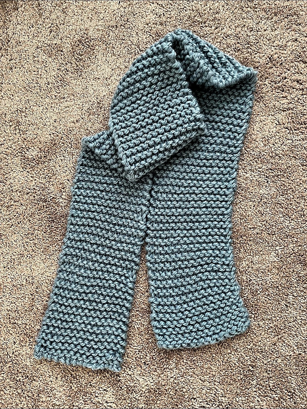 Blue Knit Scarf Handmade